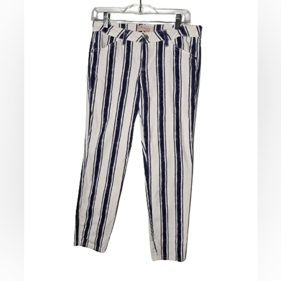 Philosophy Jeans White and Blue Striped Women's Size 8 - Picture 1 of 9
